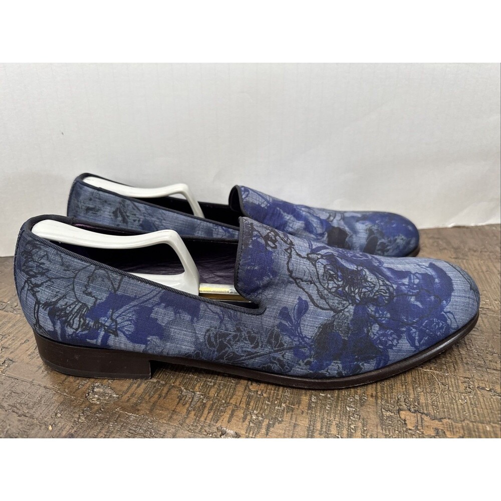 Robert Graham Slip On Shoes Men’s Floral Blue Loafers Made In Italy 11.5